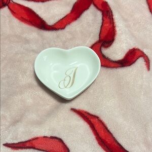 Heart-Shaped White and Gold Accent Dish